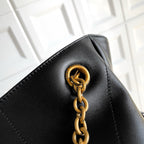 Elegant Black Lambskin Shoulder Tote