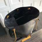 Elegant Black Lambskin Shoulder Tote