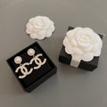 Luxury Crystal Logo Stud Earrings