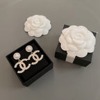 Luxury Crystal Logo Stud Earrings