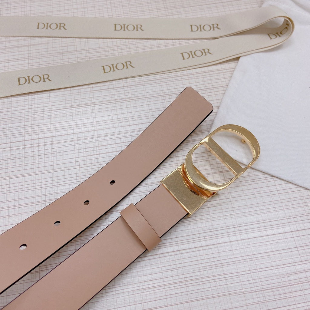 3.0cm Reversible Calfskin Leather Belt – Rotating Metal Buckle