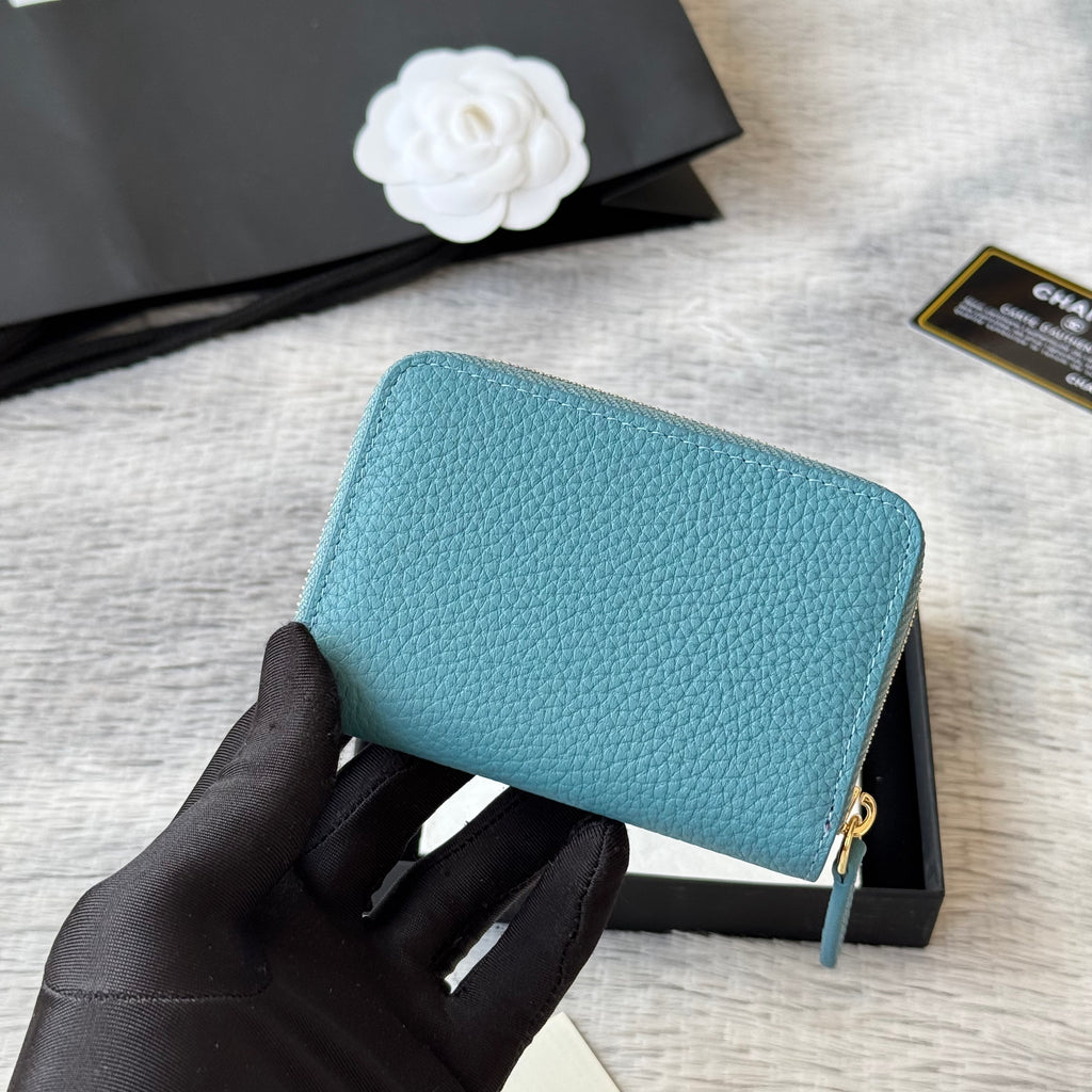 Lychee-Grain Zip Coin Purse (Premium Quality)