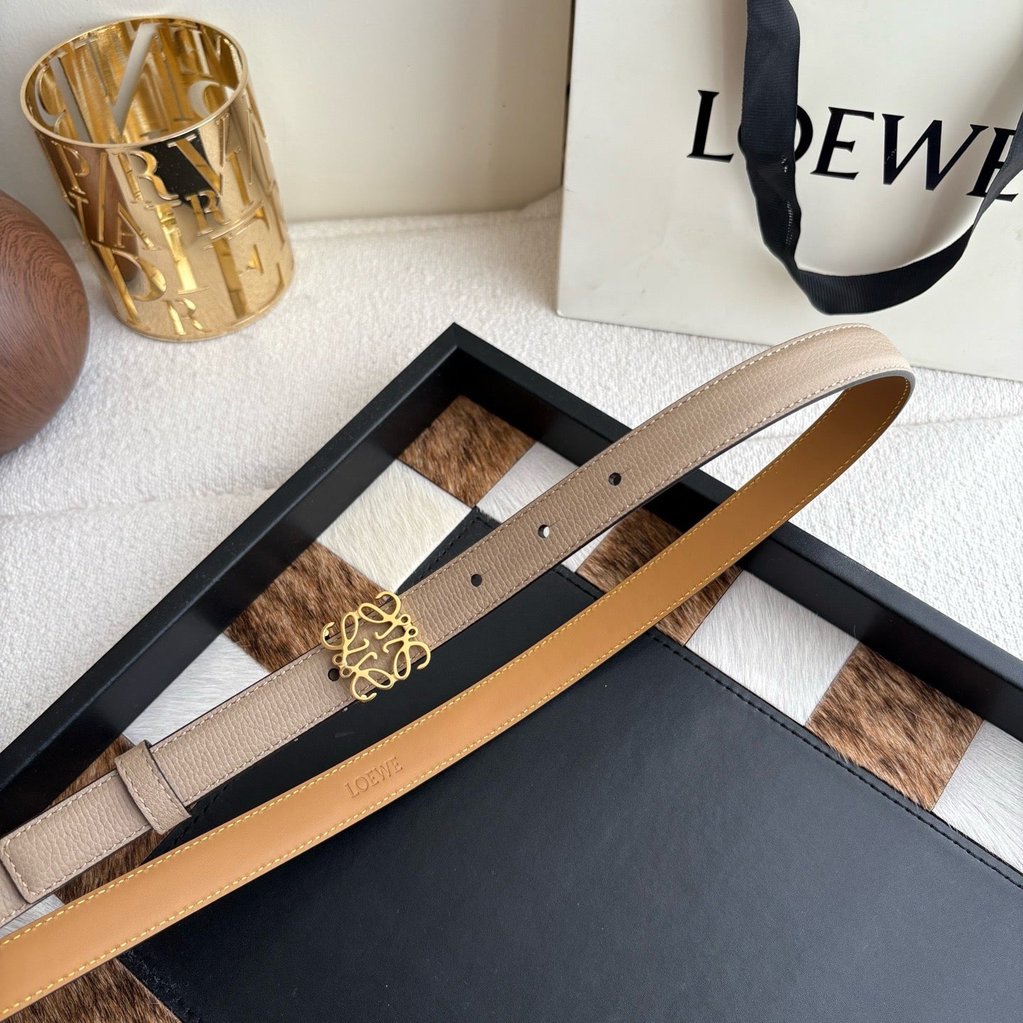 Anagram Buckle Leather Belt