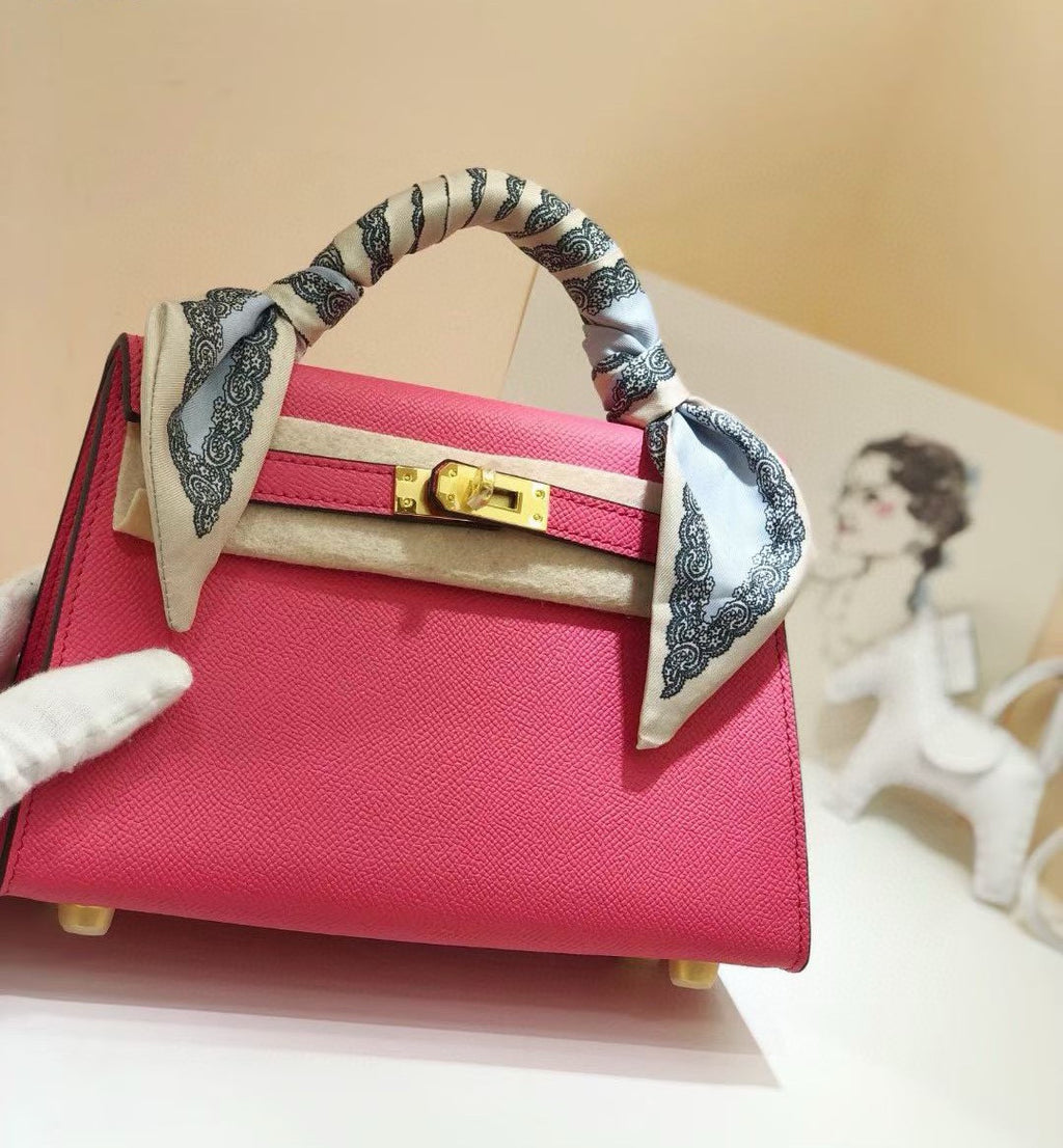 Kelly Palm-Grain Leather Structured Handbag