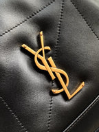 Elegant Black Lambskin Shoulder Tote