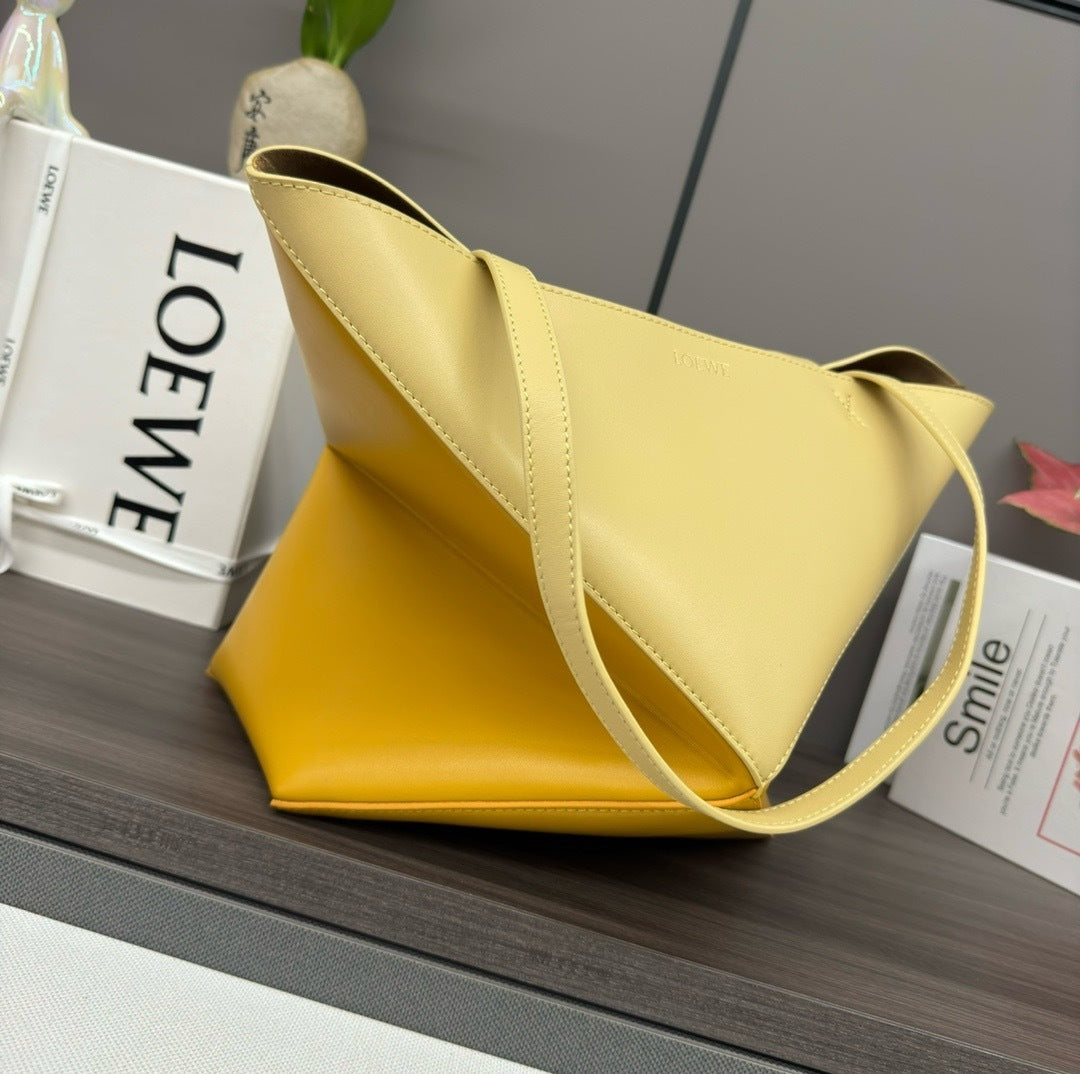 Glossy Leather Puzzle Fold Tote
