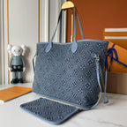 Embossed Denim Neverfull Tote