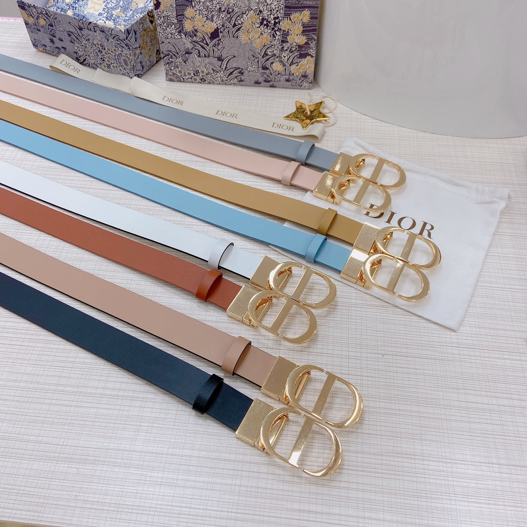 3.0cm Reversible Calfskin Leather Belt – Rotating Metal Buckle