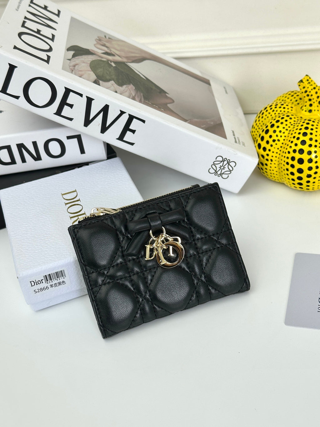 D Bow Logo Card Holder | S2867/ S2866| Lambskin |