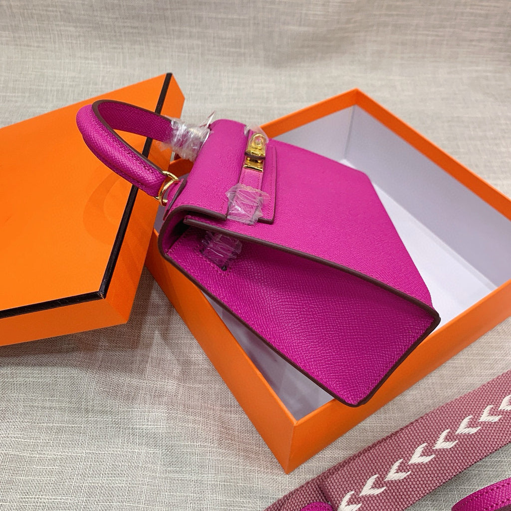 Kelly Palm-Grain Leather Structured Handbag