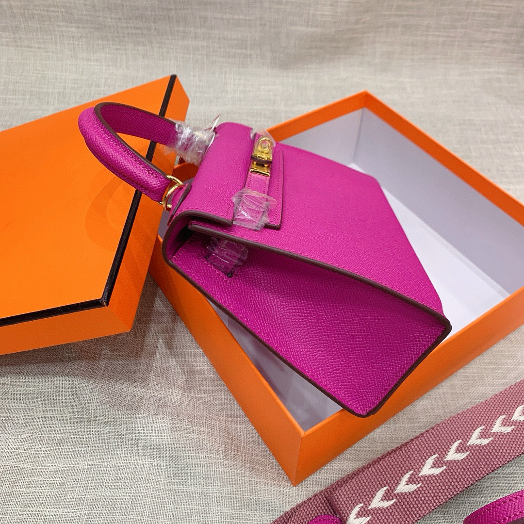 Kelly Palm-Grain Leather Structured Handbag