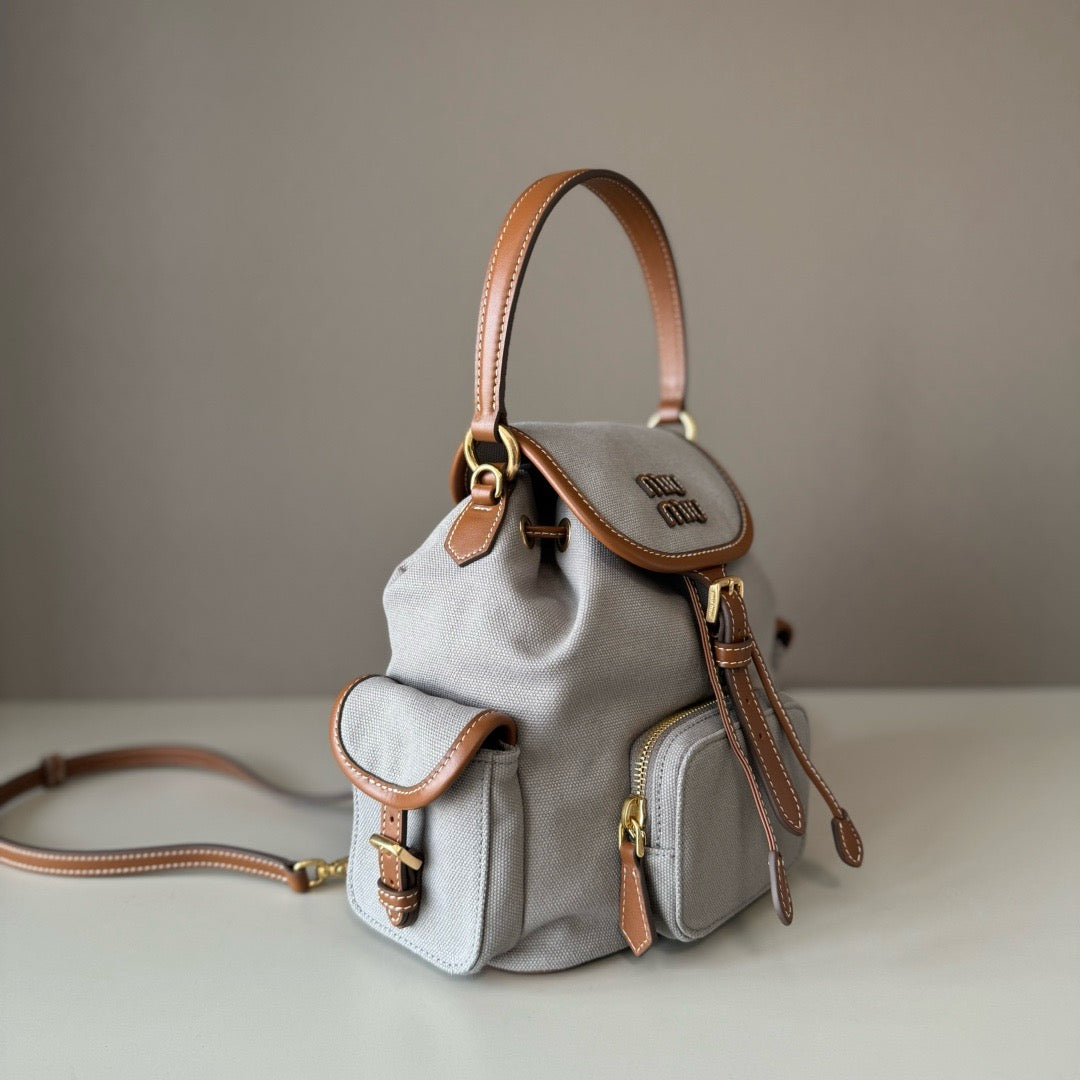 Premium Canvas &  Calfskin College-Style Backpack – JKS