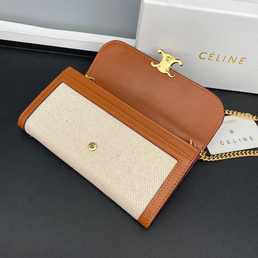 Cel**ine White/Brown Leather Shoulder Bag