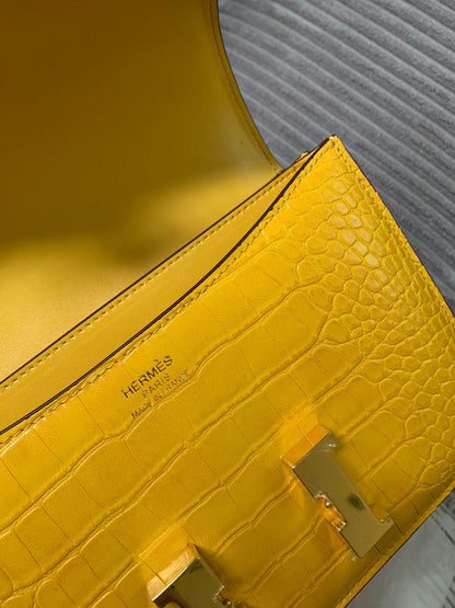 Crocodile-Patterned H*r*m Bag from the Constance Collection