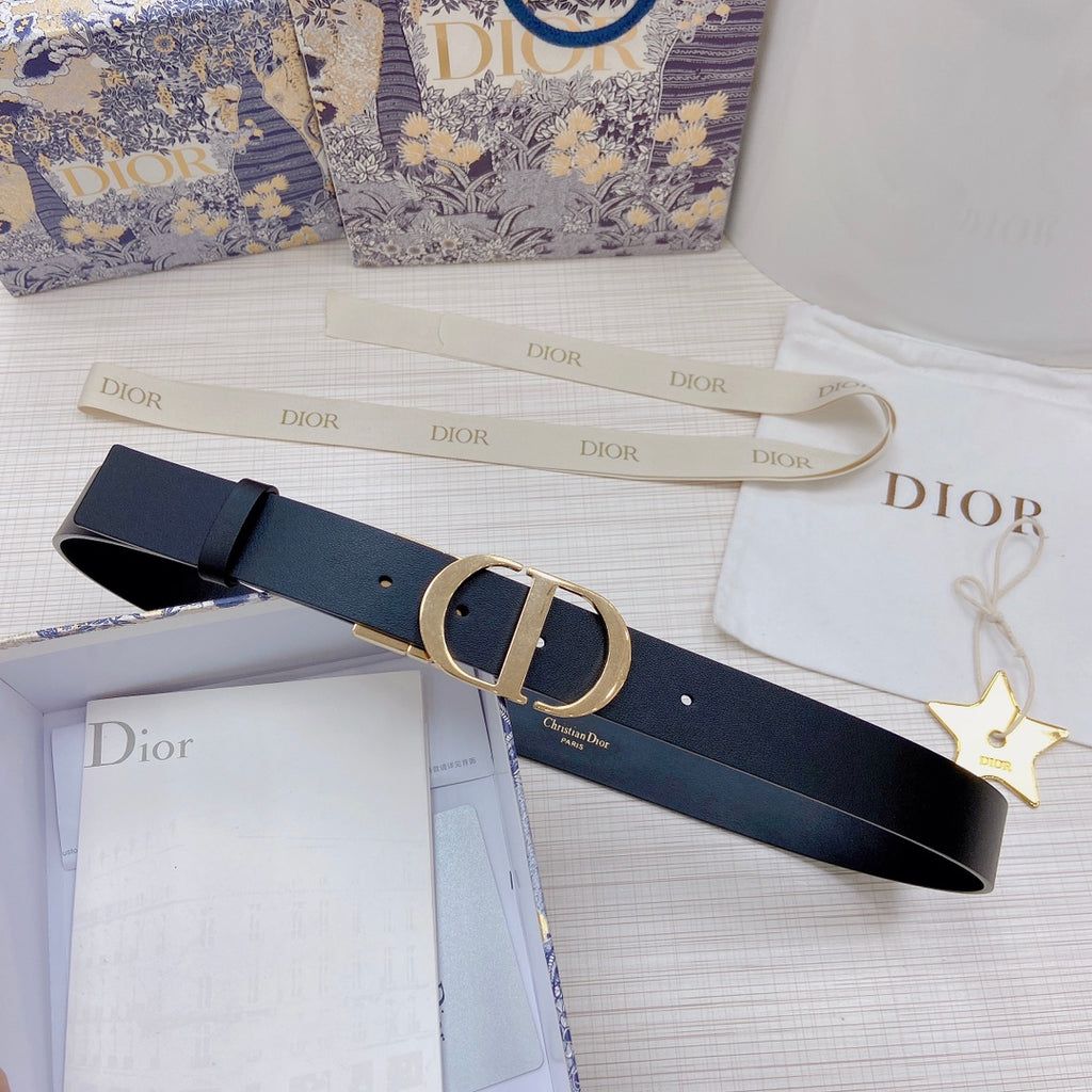 3.0cm Reversible Calfskin Leather Belt – Rotating Metal Buckle