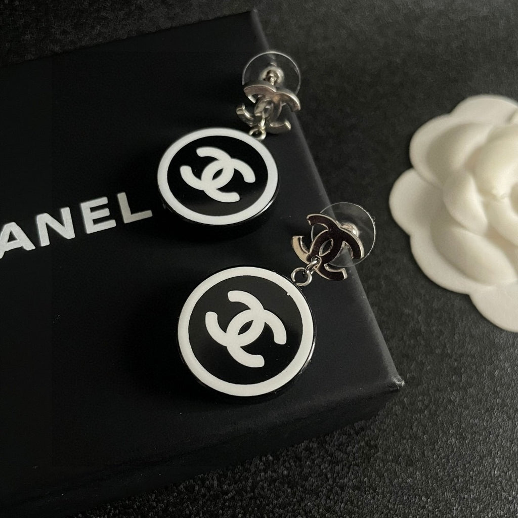 Logo Drop Earrings | Gold Tone
