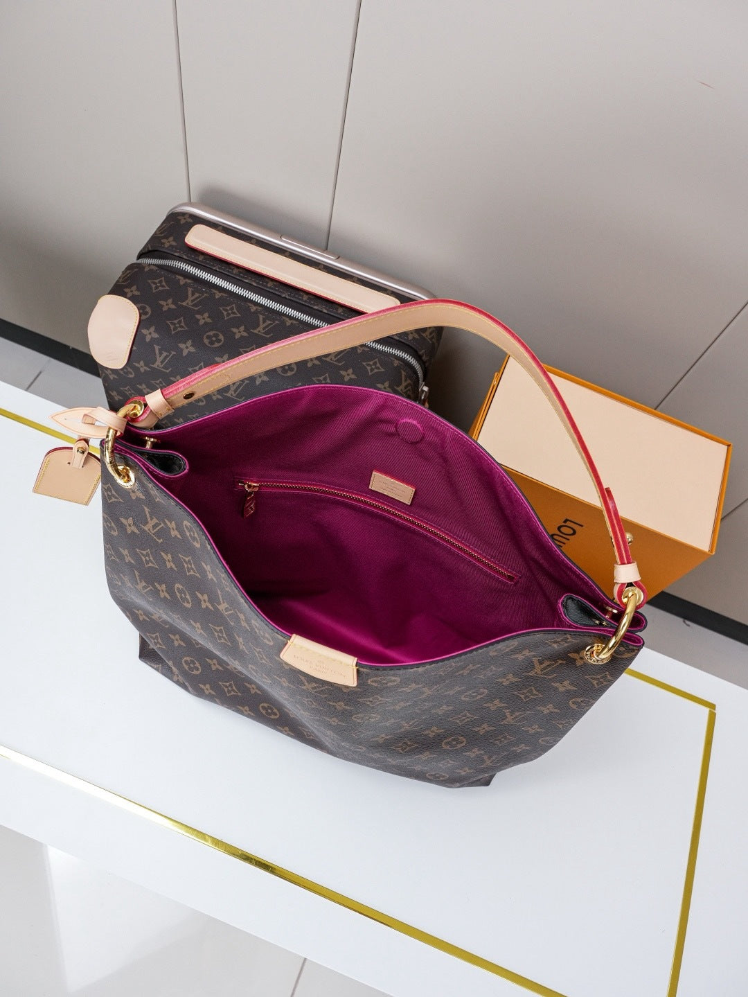 Monogram Canvas Shoulder Bag MM | Pivoine Pink | Premium quality