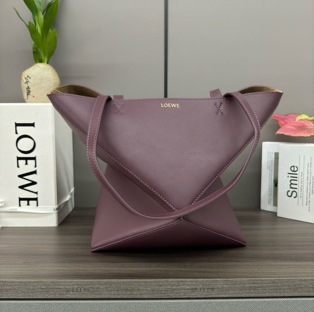 Glossy Leather Puzzle Fold Tote