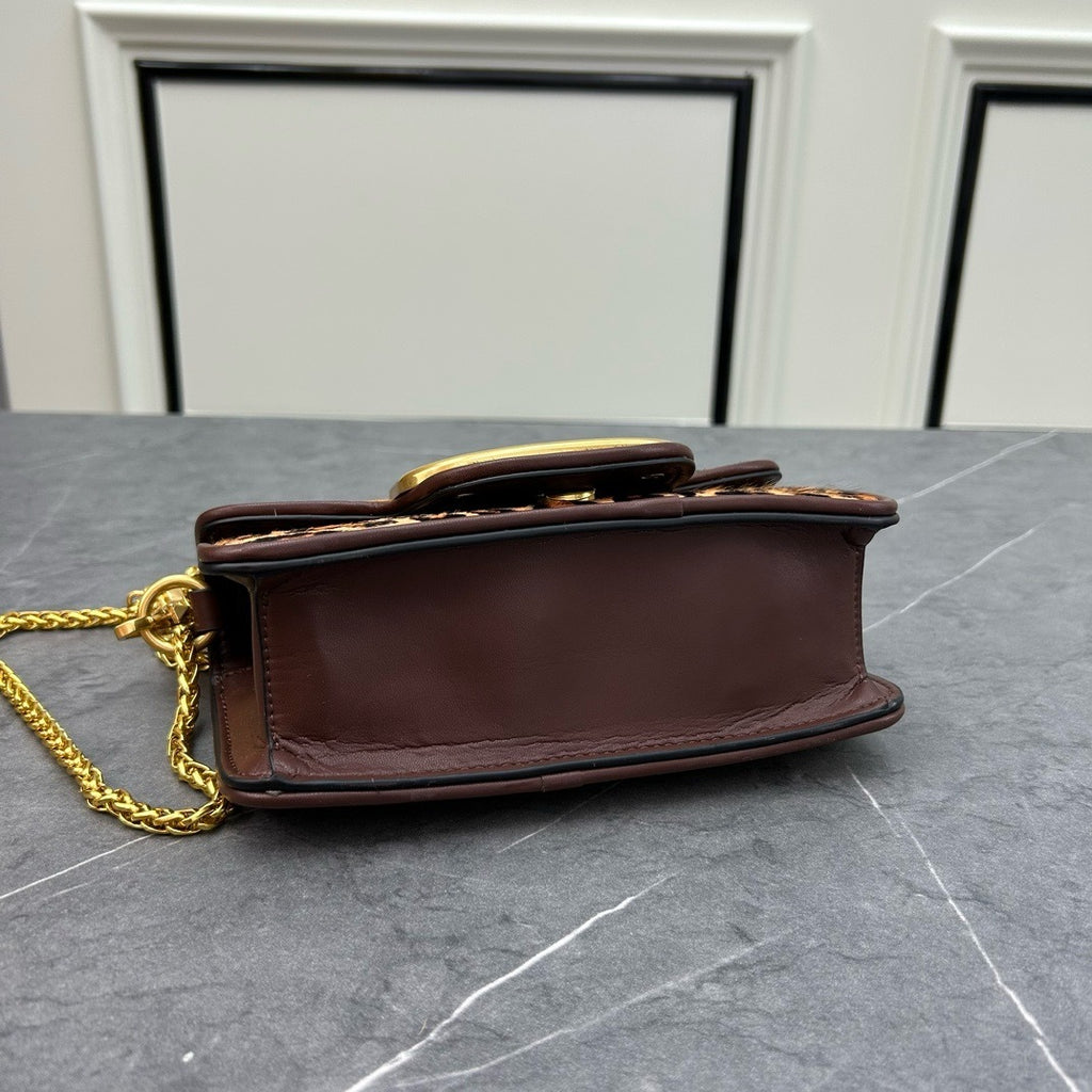 Leopard Print Logo Loco Calfskin Bag