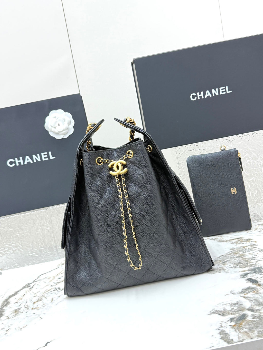 Caviar Leather Hobo Bag | 25C | Large | Premium quality|