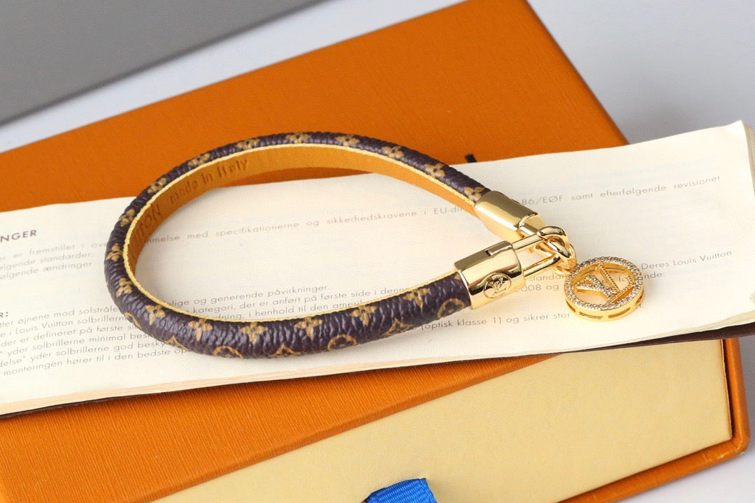Coffee Floral Leather Bracelet