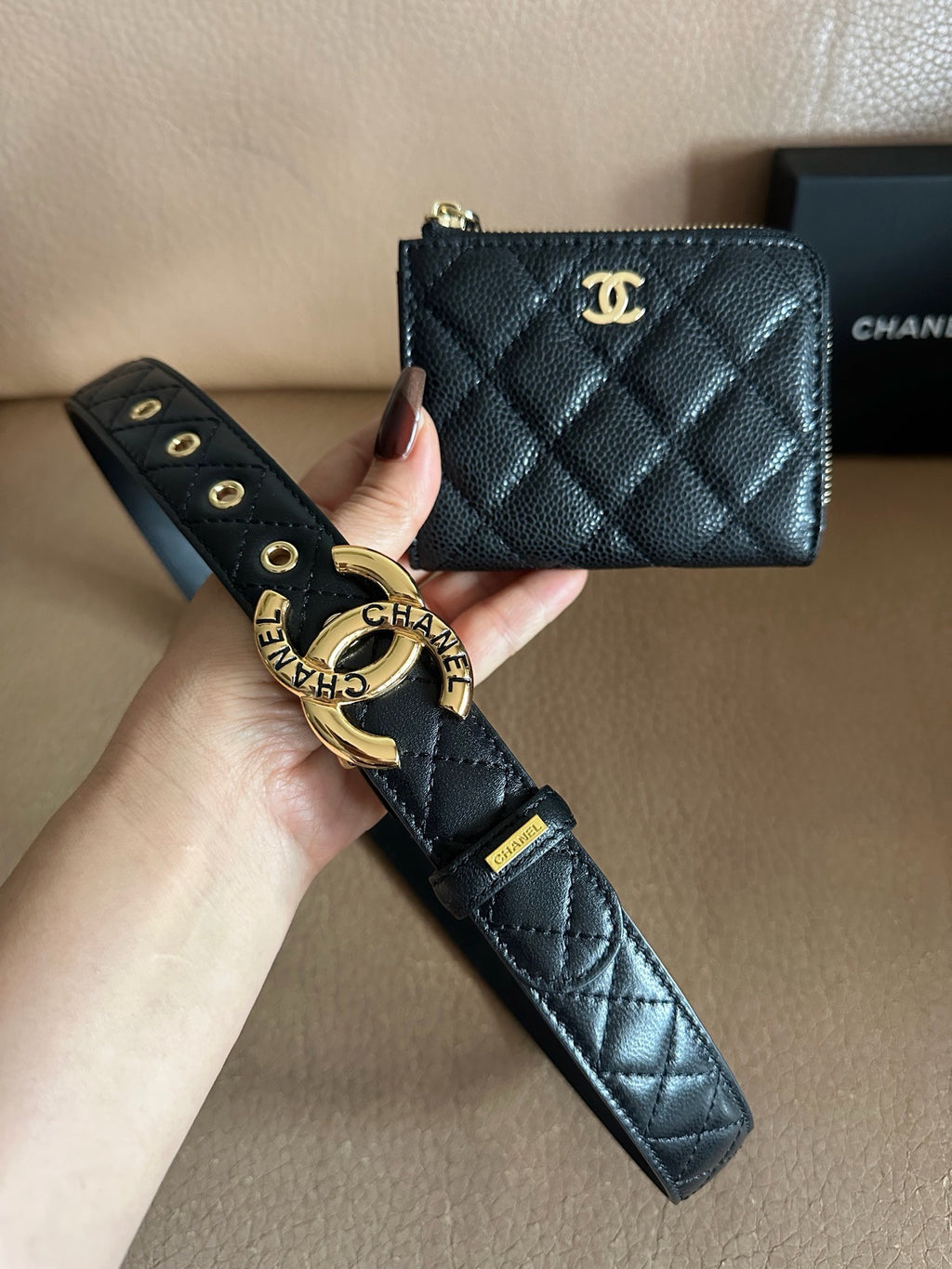 Black & Gold Quilted Belt