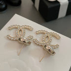 Luxury Crystal Logo Stud Earrings