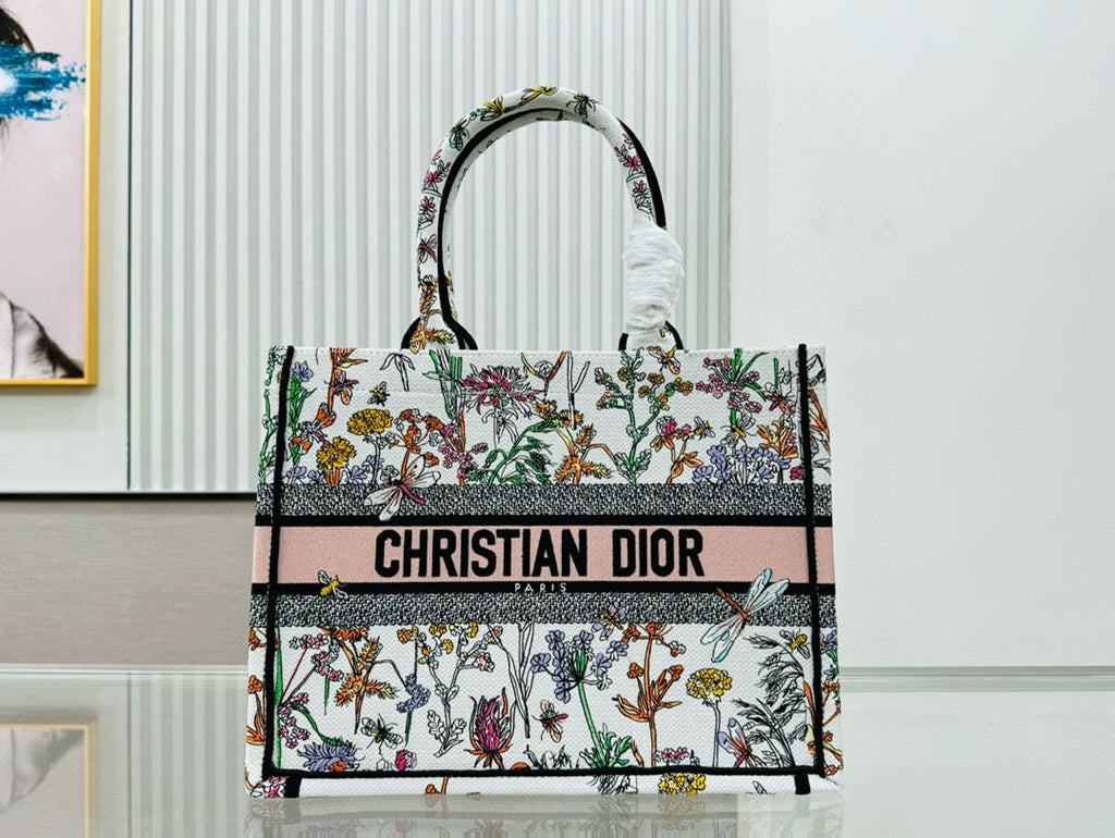 D Book Tote ( WHITE FLORAL)