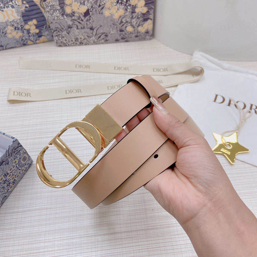 3.0cm Reversible Calfskin Leather Belt – Rotating Metal Buckle