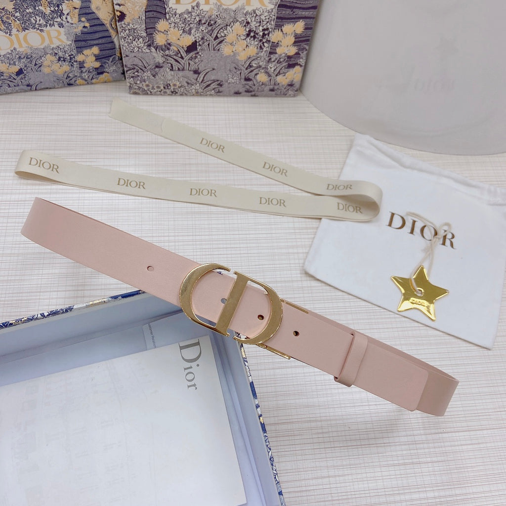 3.0cm Reversible Calfskin Leather Belt – Rotating Metal Buckle