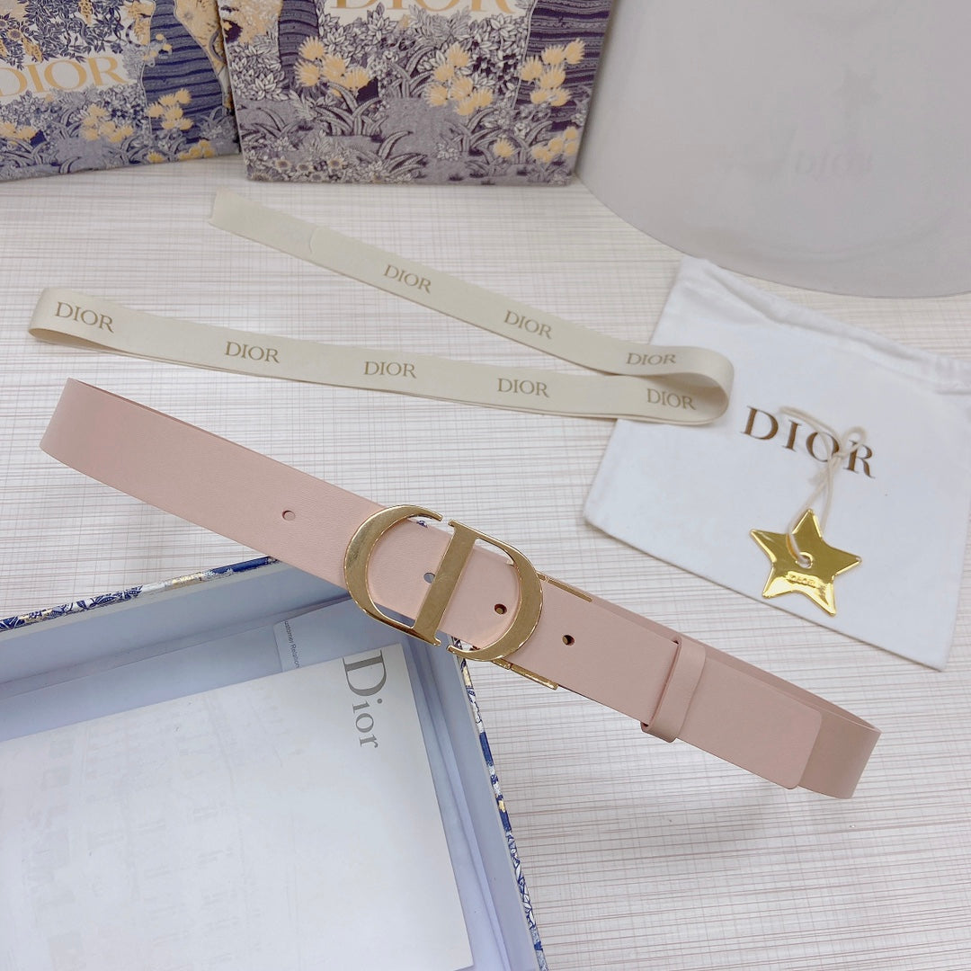 3.0cm Reversible Calfskin Leather Belt – Rotating Metal Buckle