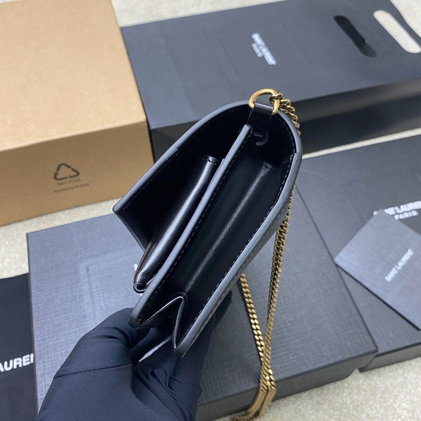 Premium Black Leather Sunset Box Clutch