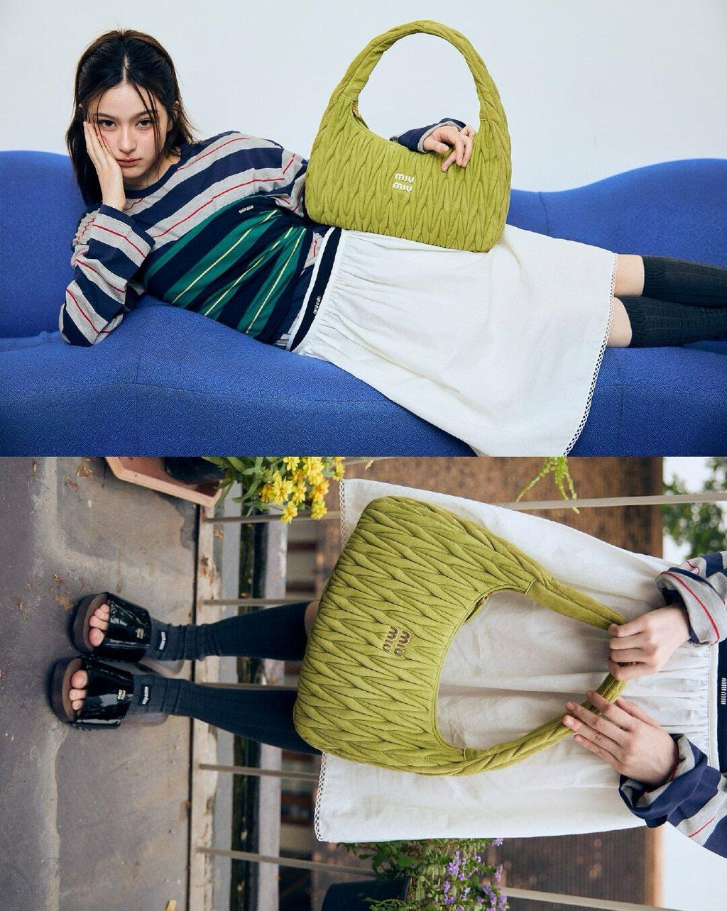 Quilted Suede-Lambskin Shoulder Bag