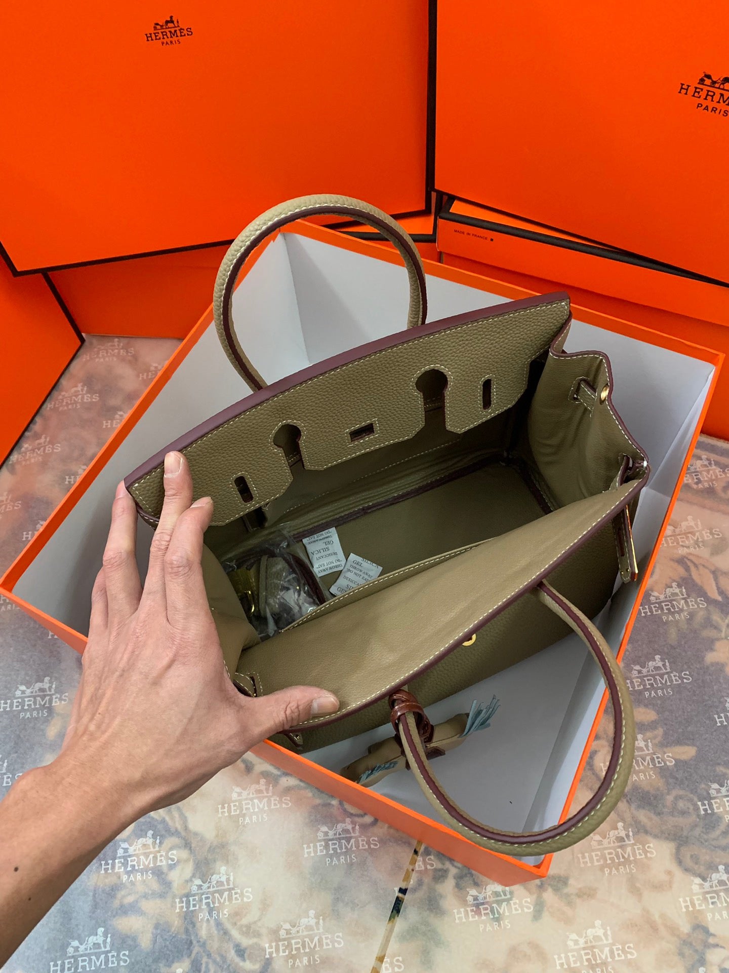 Birkin Platinum Color-Blocked Women's Bag from the Exclusive TOGO Series