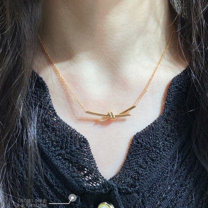 Ti*ffa*ny  Light Gold T Knot Necklace