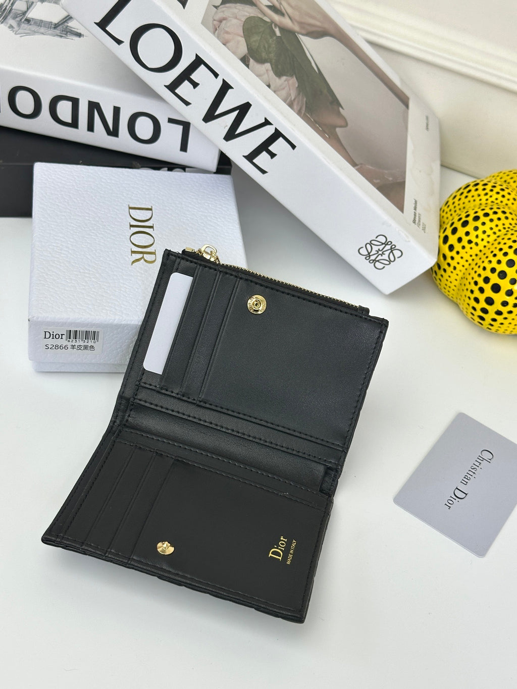 D Bow Logo Card Holder | S2867/ S2866| Lambskin |