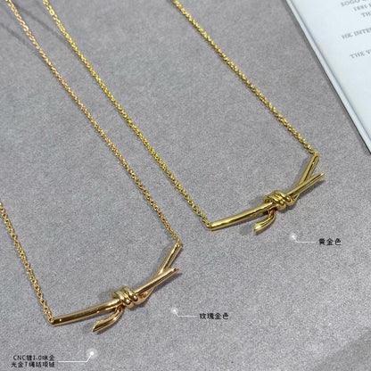 Ti*ffa*ny  Light Gold T Knot Necklace