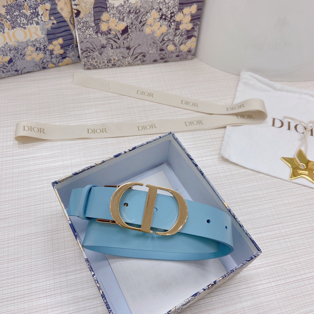 3.0cm Reversible Calfskin Leather Belt – Rotating Metal Buckle