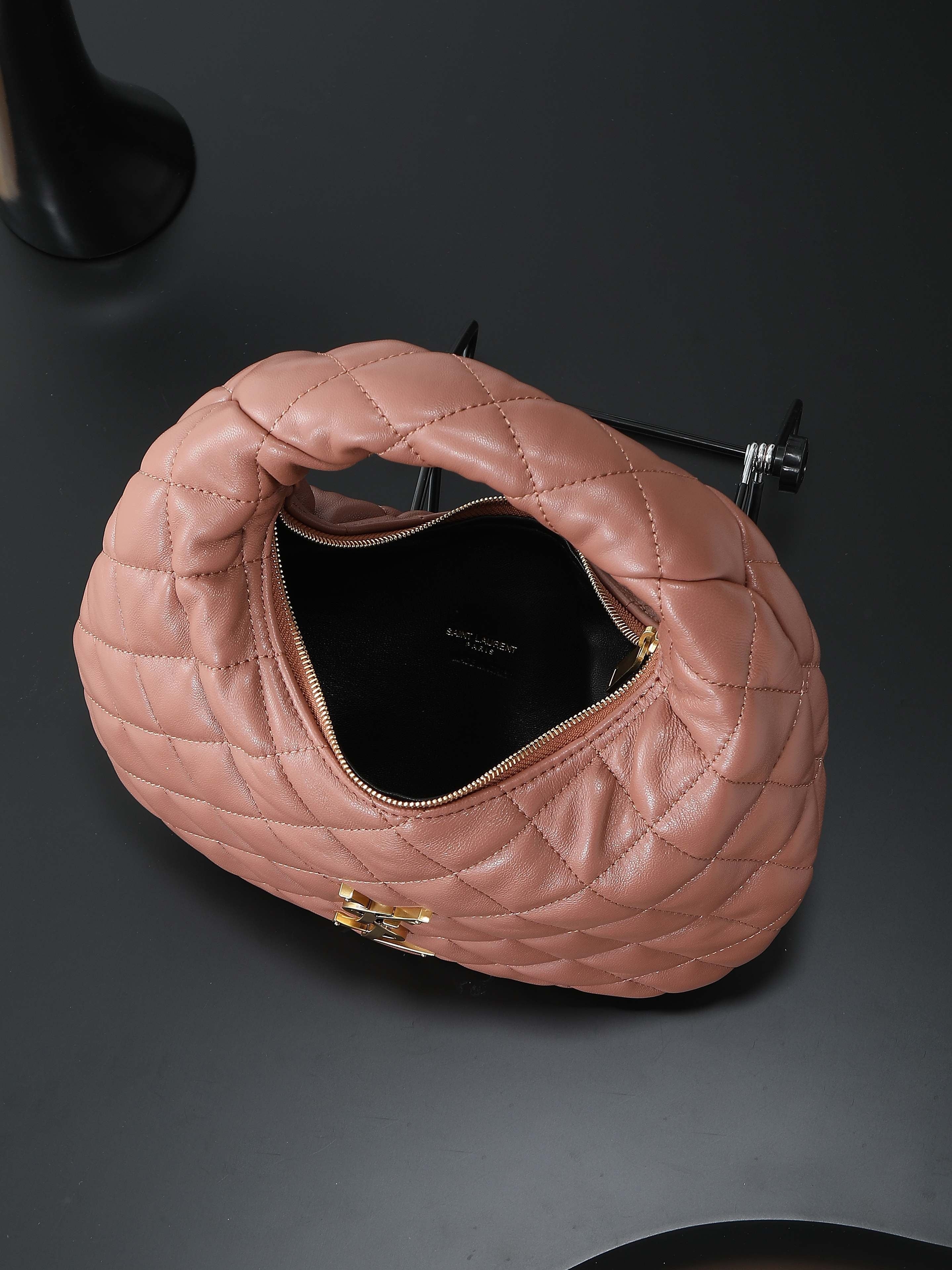 ICare Baby Pink Napa Leather Croissant Shoulder Bag