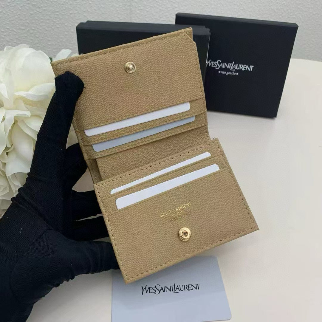 Y Compact Leather Bi-Fold Wallet