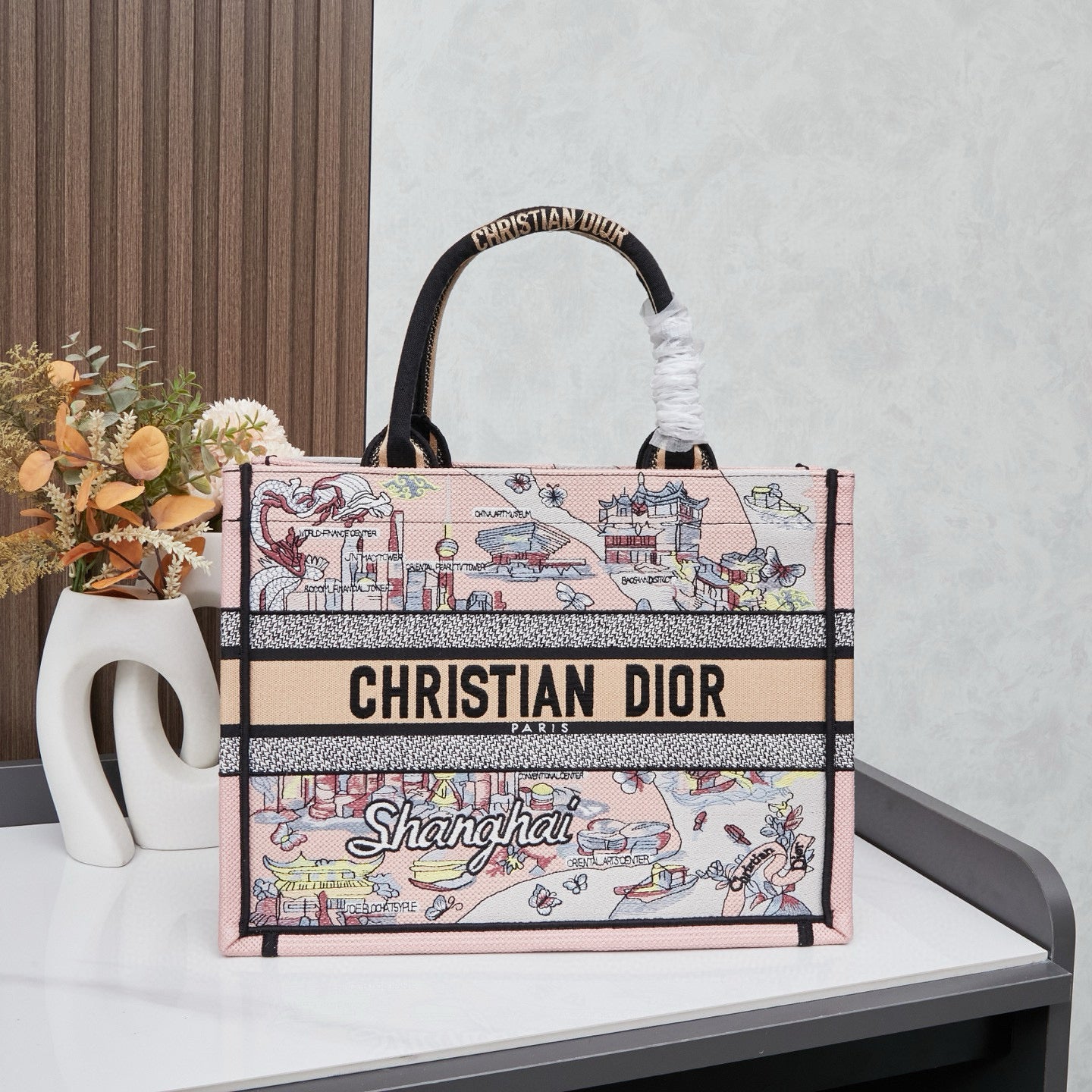 D Elegant Oversized Embroidered Tote Bag