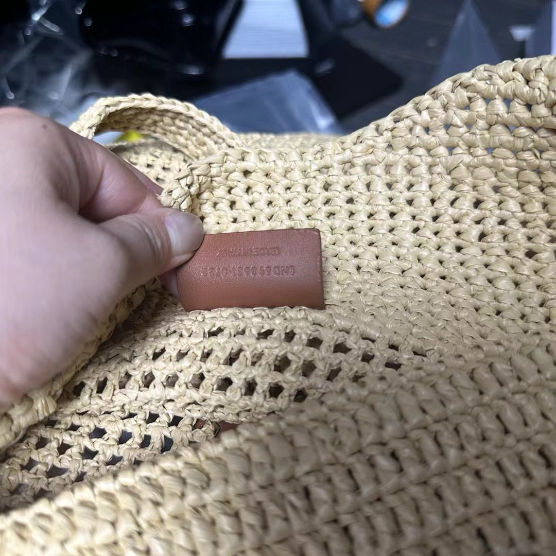 ICARE Woven Raffia Logo Tote (Premium Quality )