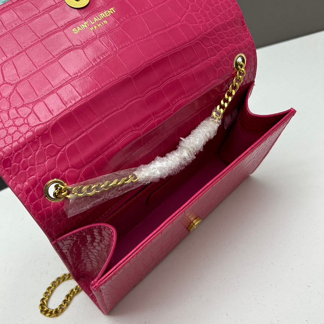 Y*S*L Crocodile Embossed Tassel Bag