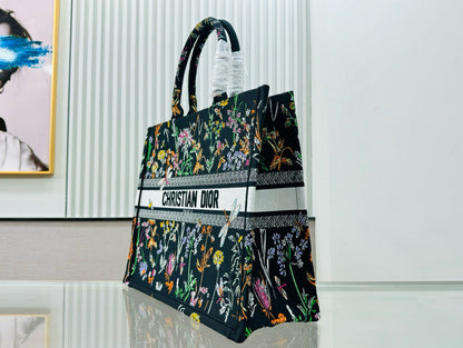 D!or Book Tote (BLACK floral)