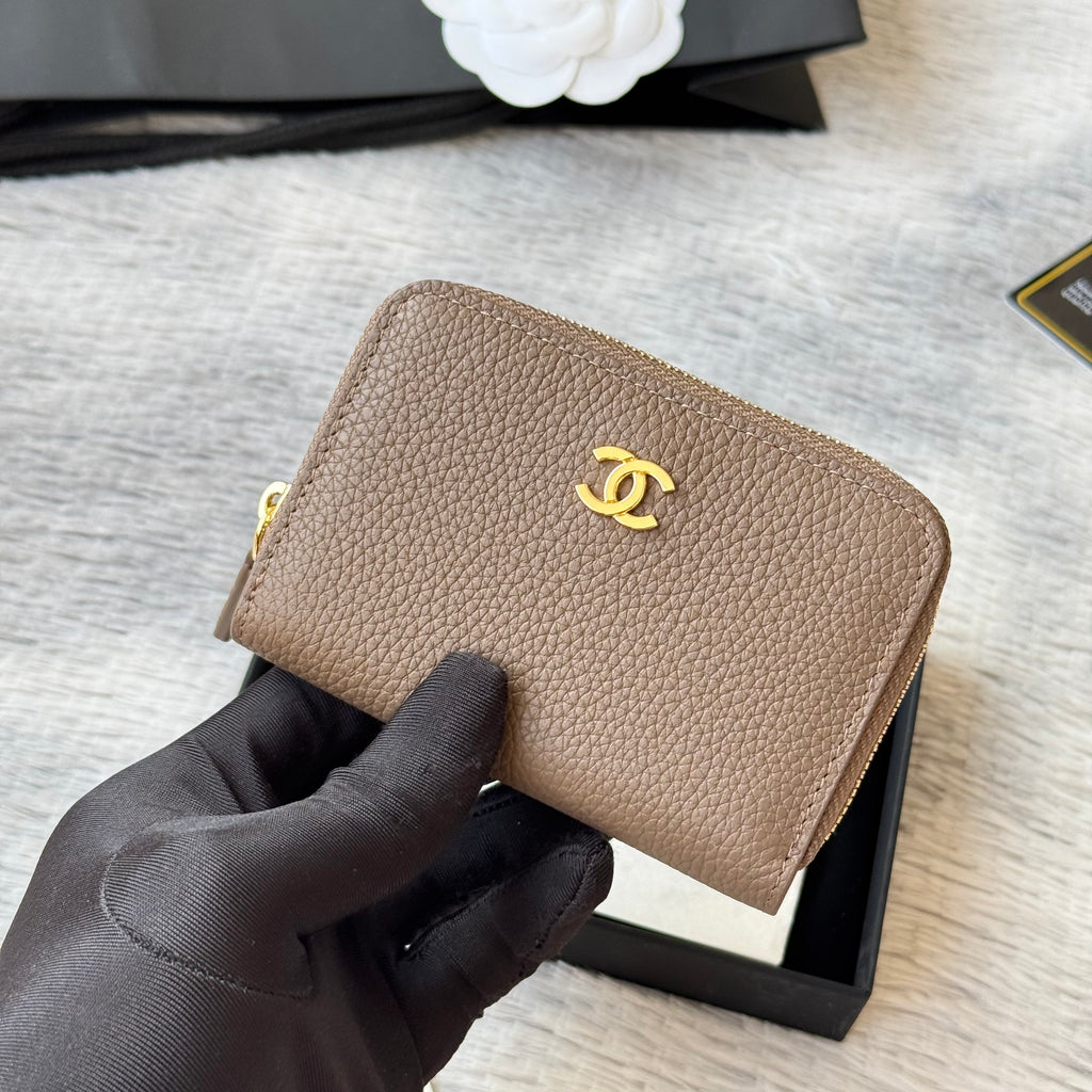 Lychee-Grain Zip Coin Purse (Premium Quality)