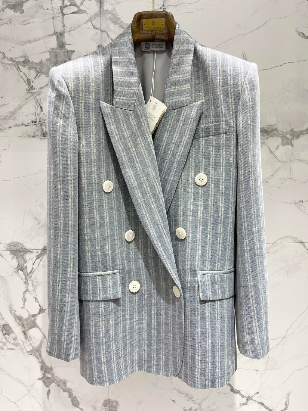 Early Spring Double-Breasted Stripe Blazer