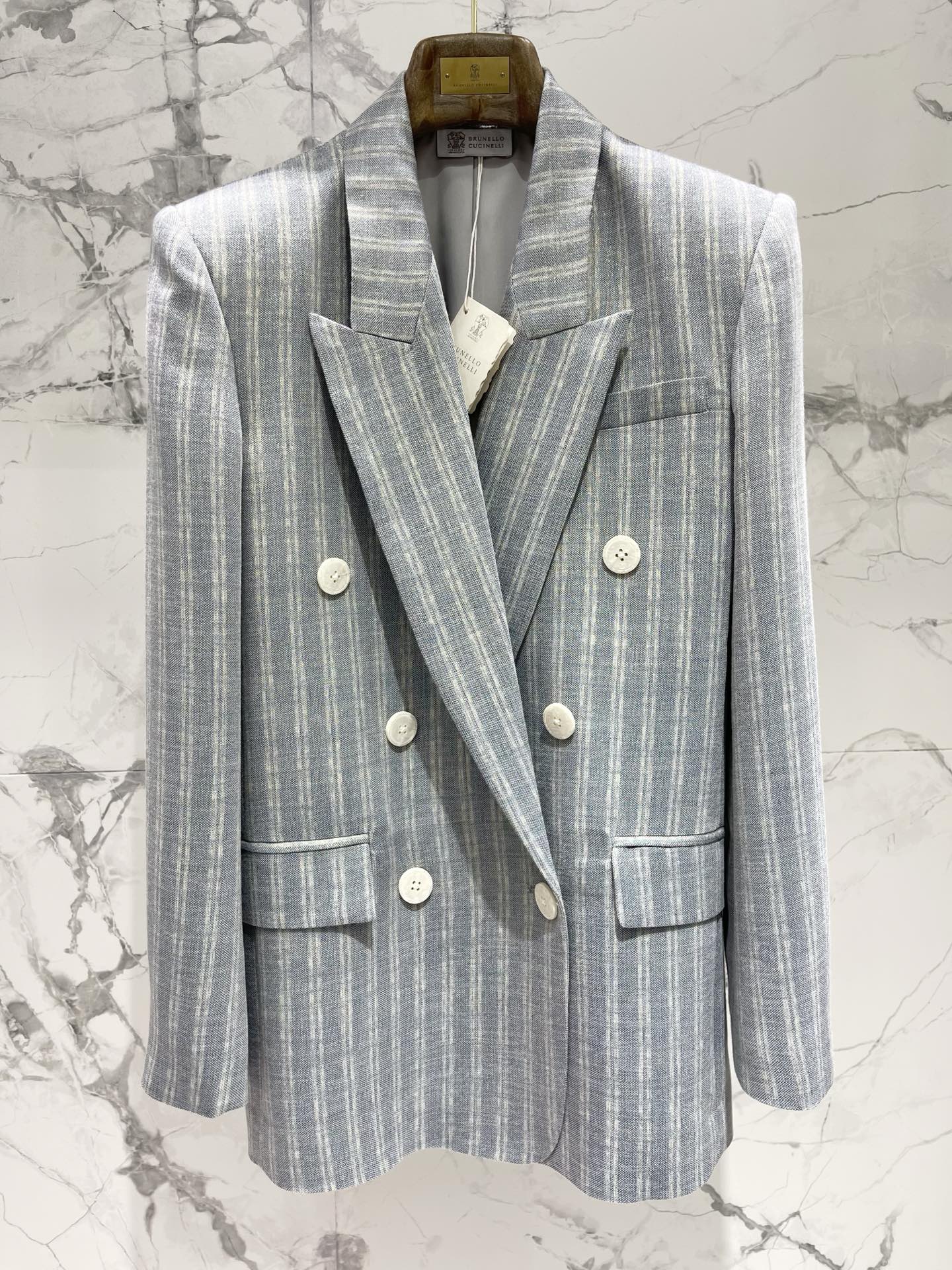Early Spring Double-Breasted Stripe Blazer
