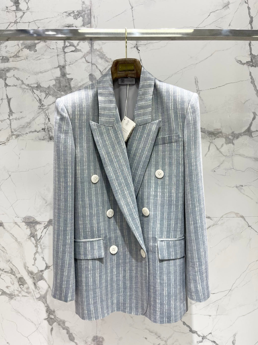 Early Spring Double-Breasted Stripe Blazer