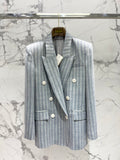 Early Spring Double-Breasted Stripe Blazer