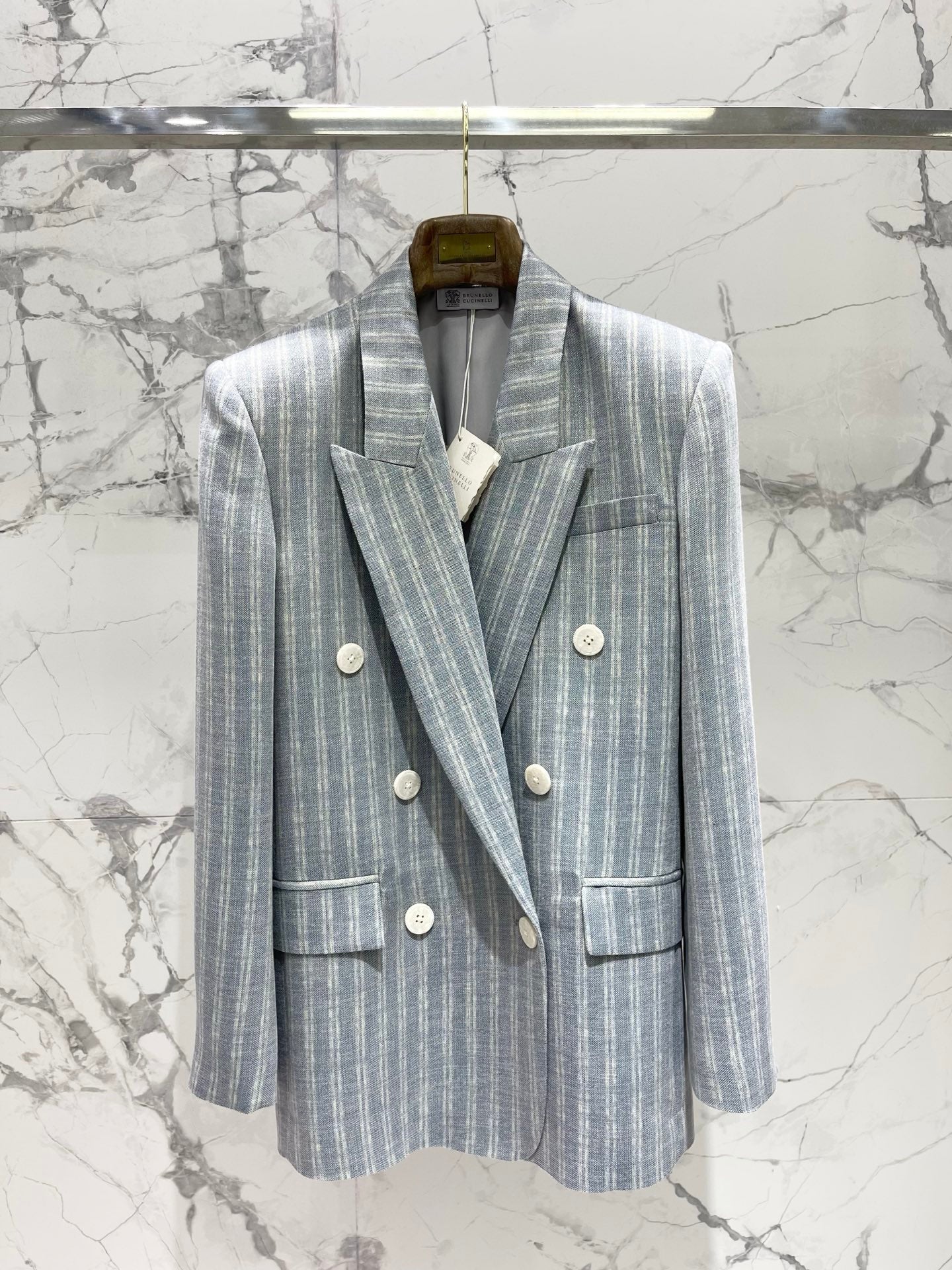 Early Spring Double-Breasted Stripe Blazer
